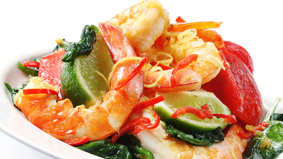 Wok Fried Chilli Prawns with Basil and Spinach Knorr Sri Lanka