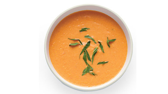 Chilled tomato peach soup