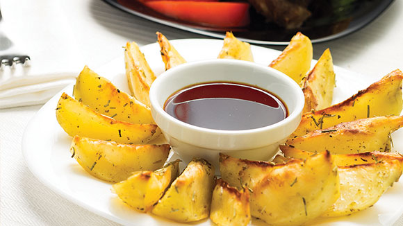 Baked Potato Wedges with Sweet & Sour Sauce