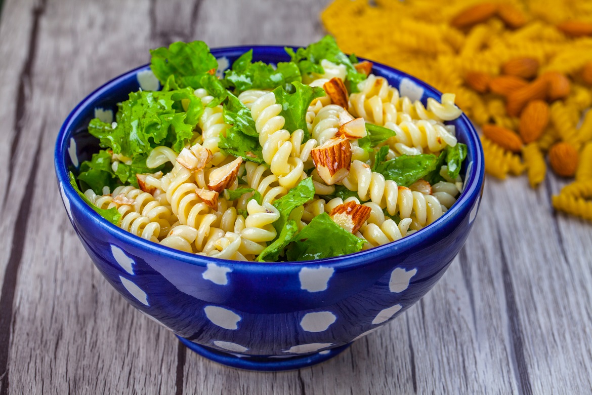 Cheese and almond pasta salad
