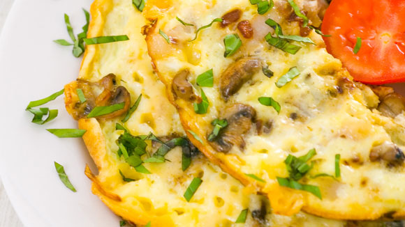 Garlic & Onion Infused Mushroom & Cheese Omelette
